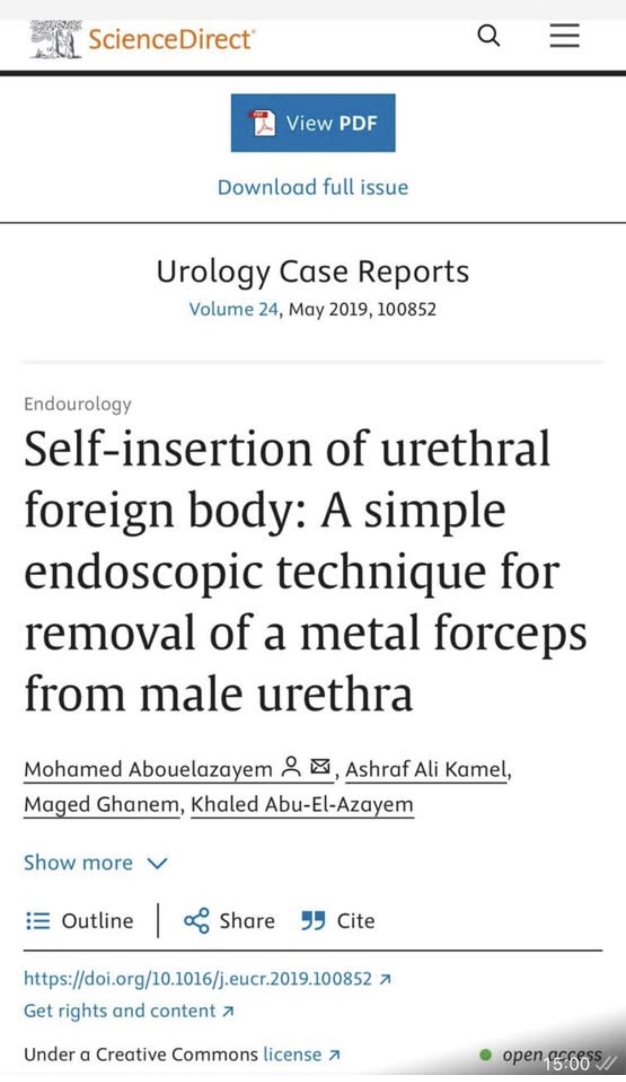 2019 Urology Case Reports publication
